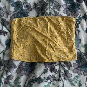 Used strapless yellow floral cropped tank